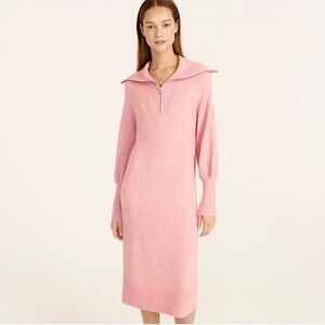 J.Crew Pink Half-Zip Sweater Dress in Super Soft Yarn sz XS